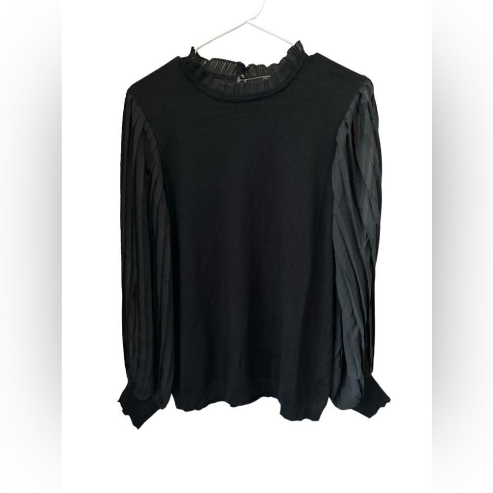 Adrianna Papell medium nwot Layered Bubble Blouse Accordian Pleat Sleeves Career